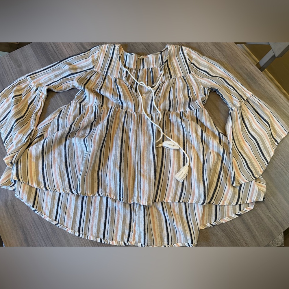 Striped Bell Sleeve Women's Top